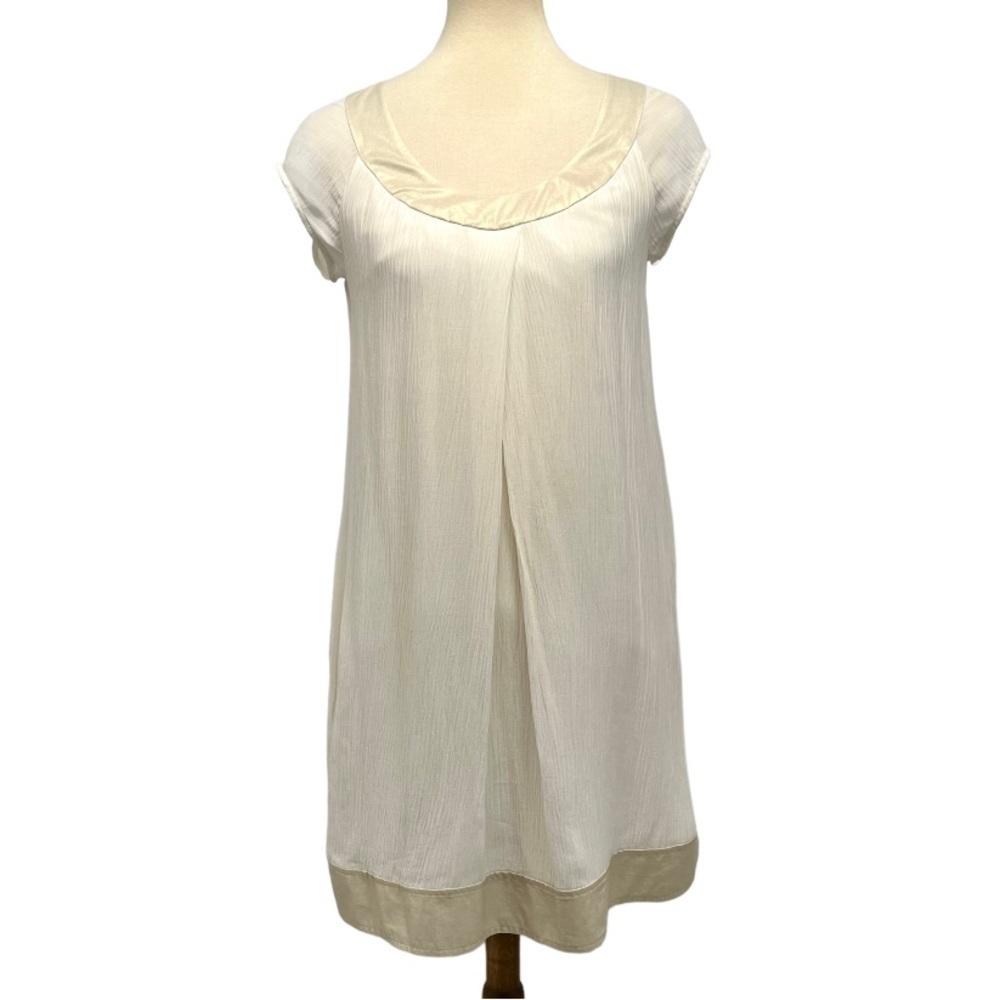 Diane Von Furstenberg Ivory Silk Blend Crepe Scoop Neck Sleeveless Dress Size 4 - Picture 2 of 10